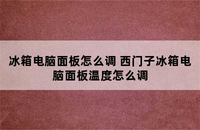 冰箱电脑面板怎么调 西门子冰箱电脑面板温度怎么调